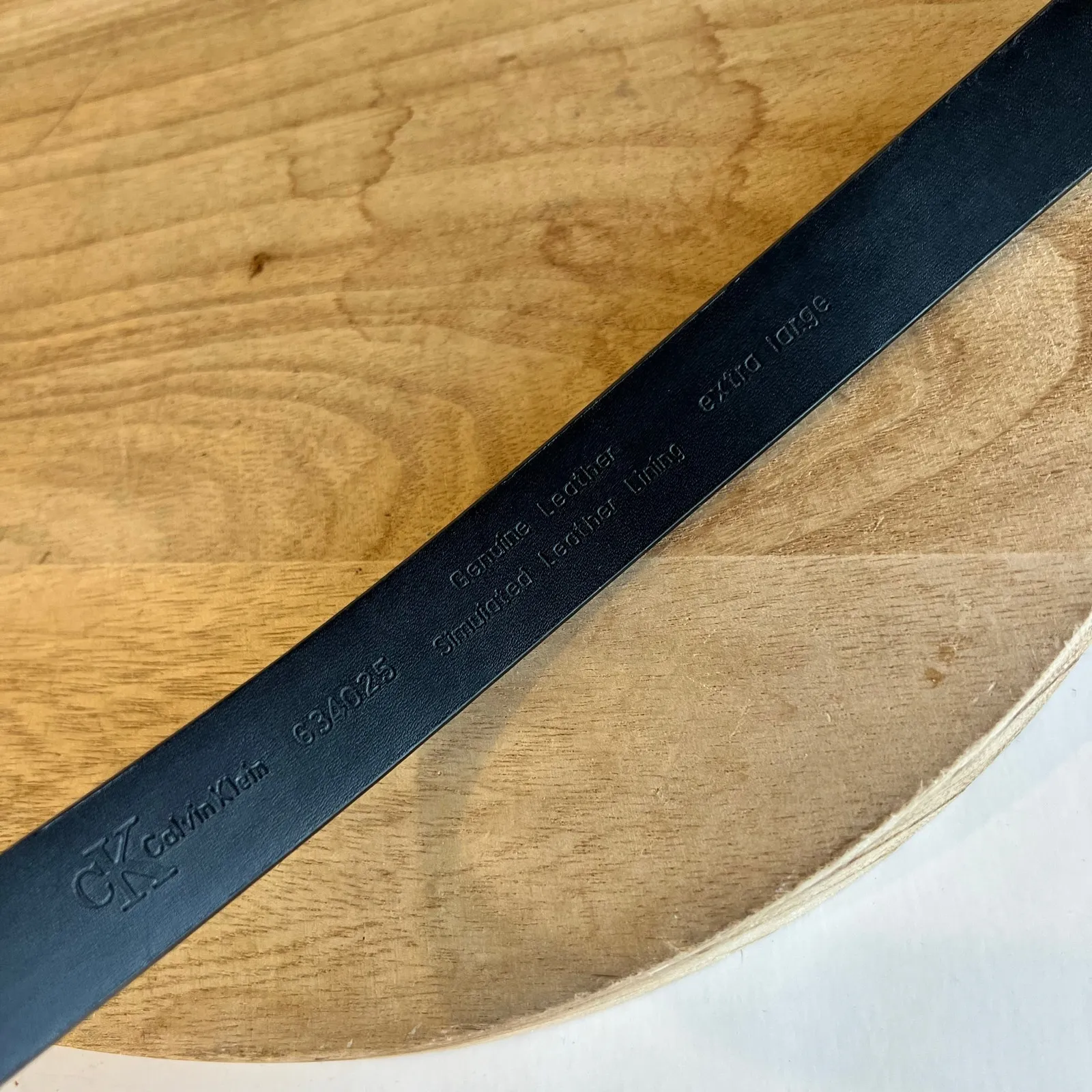 Vintage 90s Calvin Klein Black Genuine Leather Silver Buckle Belt Size XL - Image 4