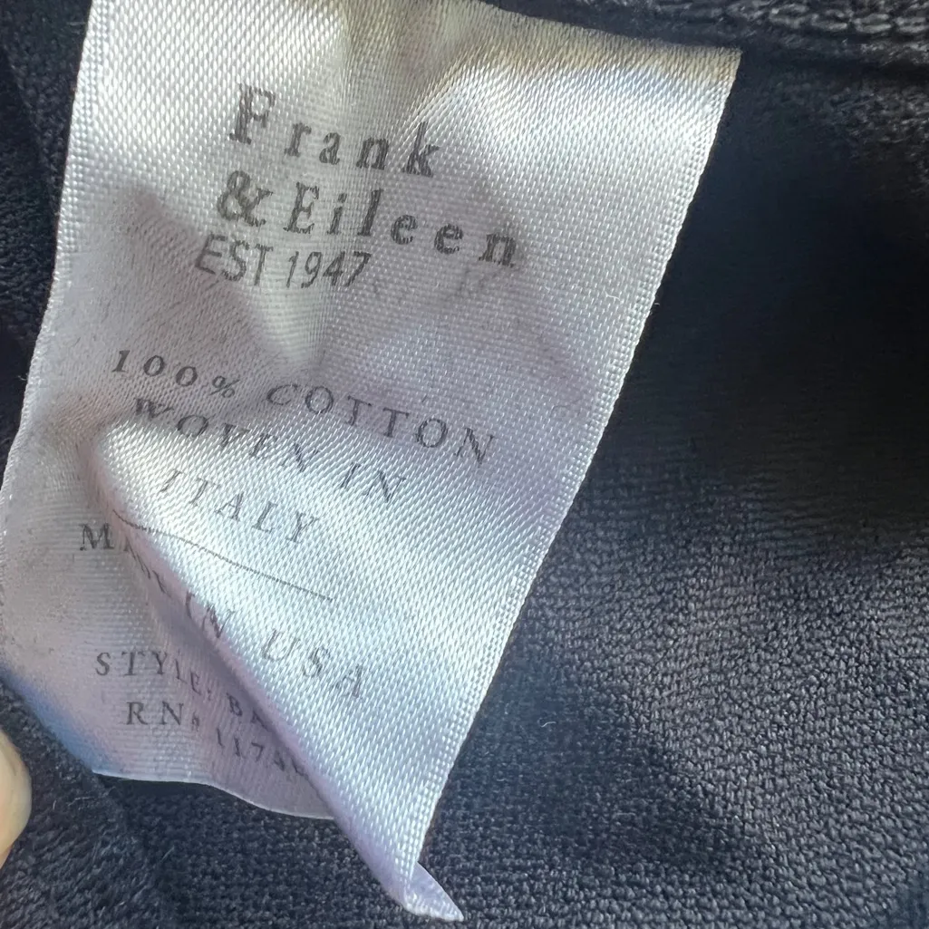 Frank & Eileen $278 Barry Black Famous Denim Small Button Down Comfy Beach - Image 6