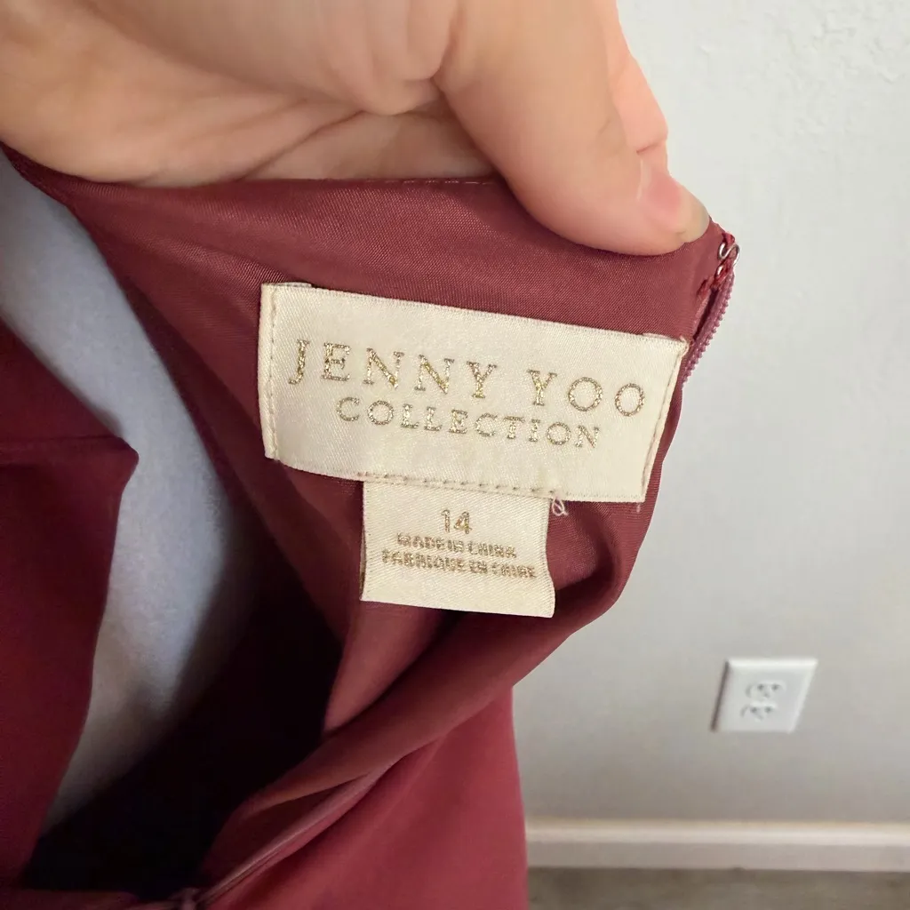 Jenny Yoo Collection Dani Tie Back V-Neck Mauve Full Length Gown Women 14 Formal - Image 7