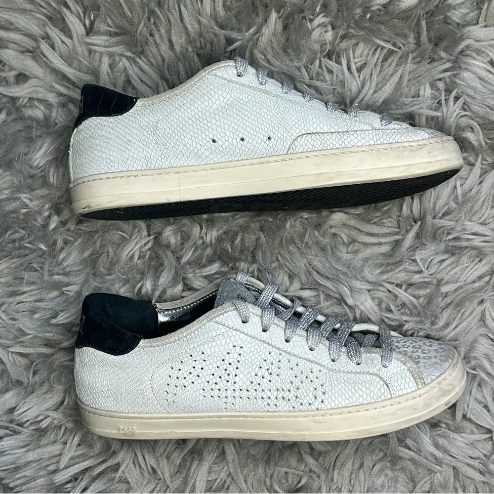 P448 John leopard print lace up distressed sneakers women’s shoe size 7 - Image 5