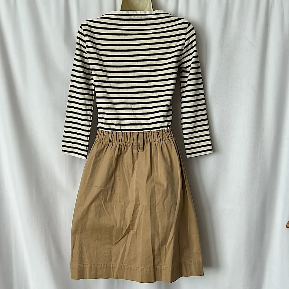 Burberry Brit Authenticated Navy/Khaki Striped Long Sleeve Dress **Sz 2** 🌺🌺 - Image 2