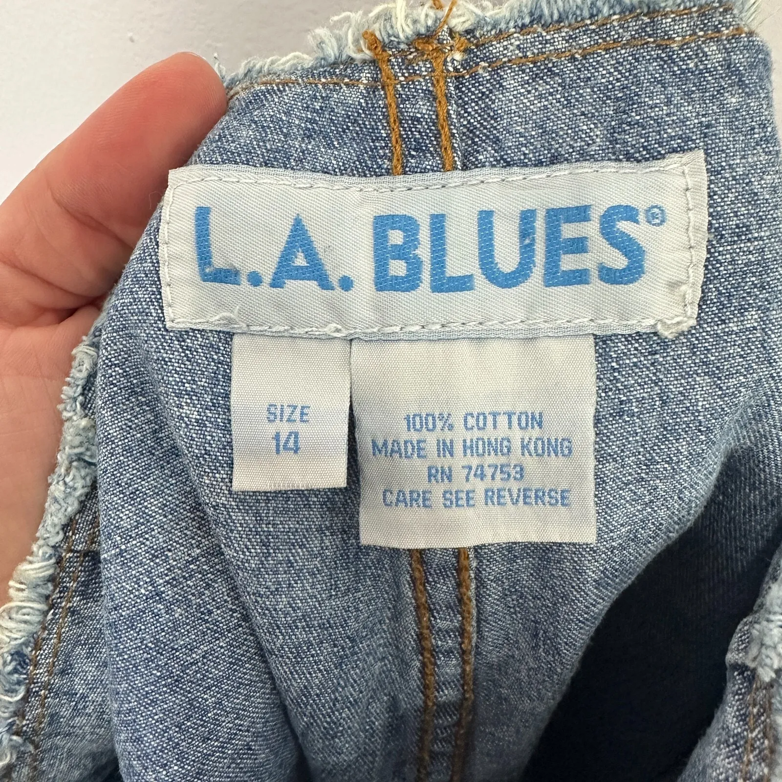 L.A. Blues Denim Skirt Women 14 High Rise Button Front Pockets‎ 90s Vintage Y2K - Image 2