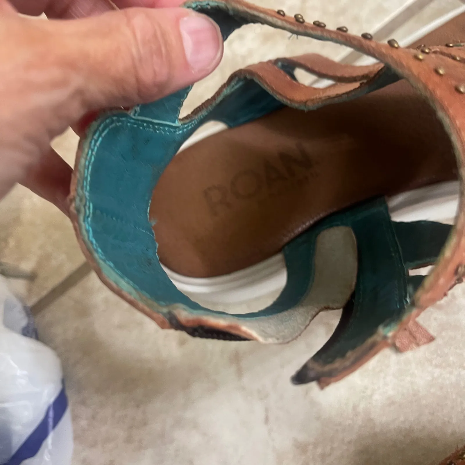 Roan By Bed Stu Carlita Studded Leather Gladiator sandals brown platform sz 8.5 - Image 8