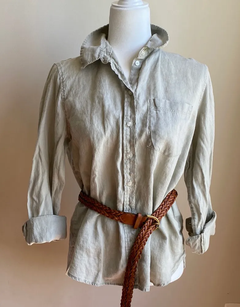 100% Linen H&M Button Down Shirt Men’s or Oversized Women’s - Image 1