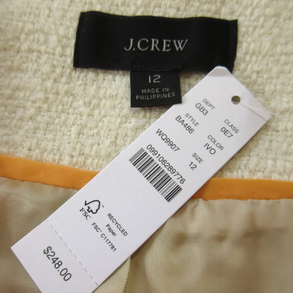 NWT J.Crew Lady Jacket in Ivory Maritime Tweed Collarless Wool Blend 12 - Image 3
