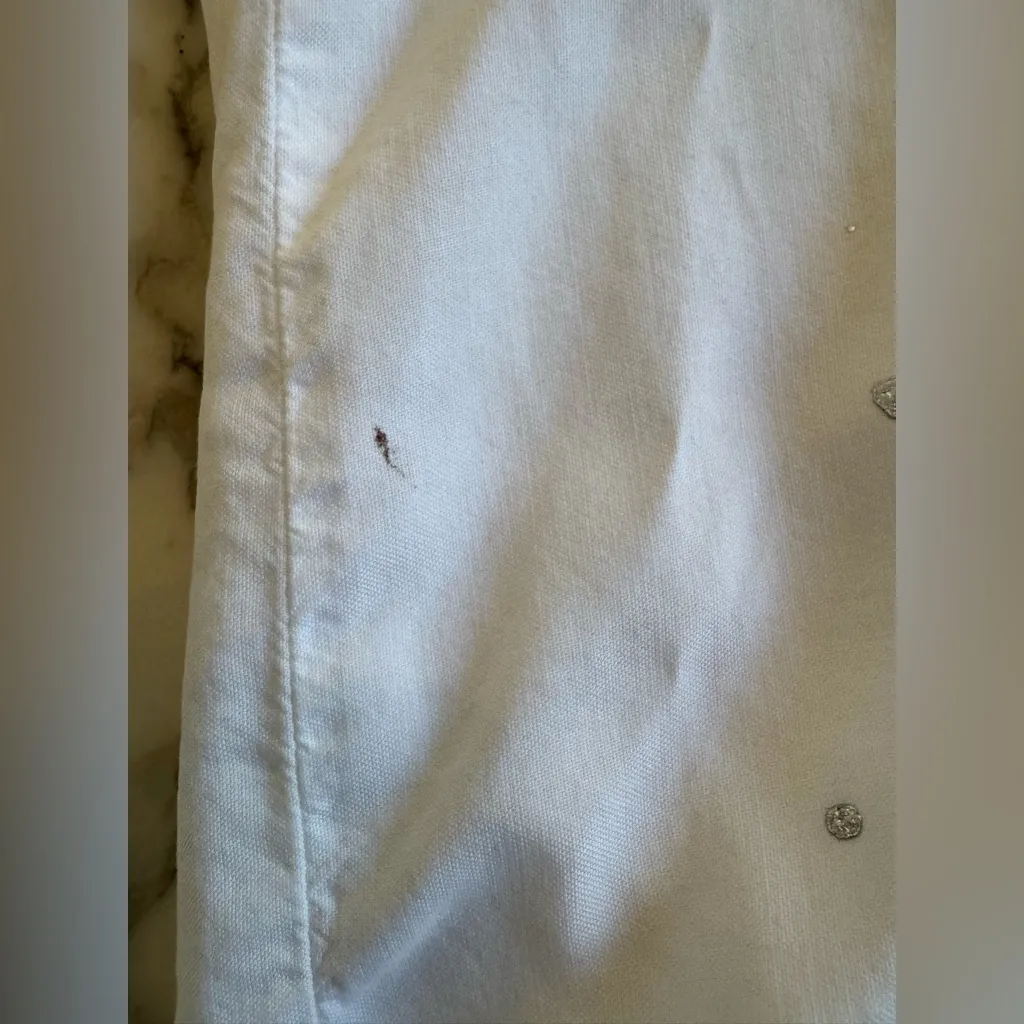 EUC BELLA DAHL White & Silver Long Sleeve Tencel Buttoned Shirt Raw Hem Sz S - Image 5