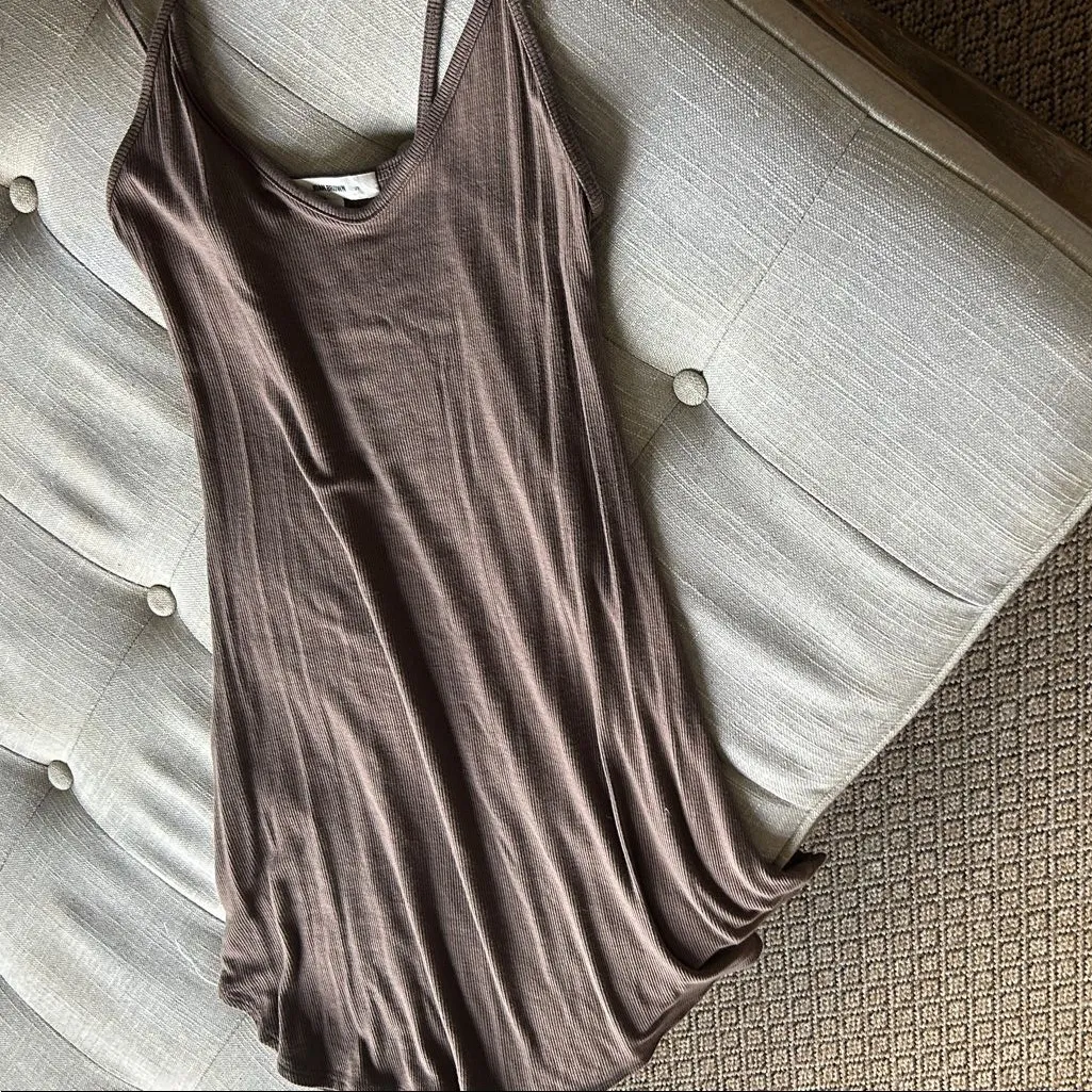 JOAH BROWN Sold Out Slip Dress Brown Rib Size M/L - Image 3