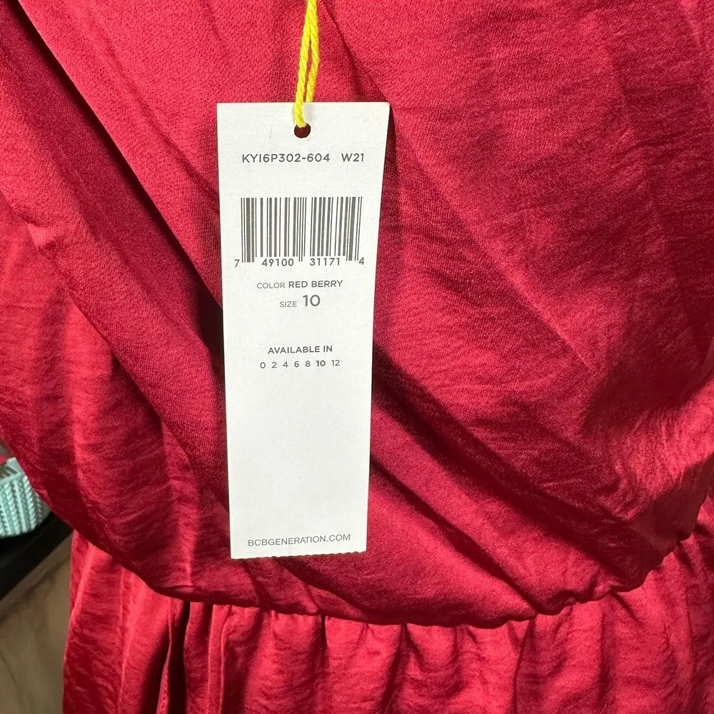 BCBGeneration One-Shoulder Dress in Red Berry Size 10 NEW with Tags - Image 5