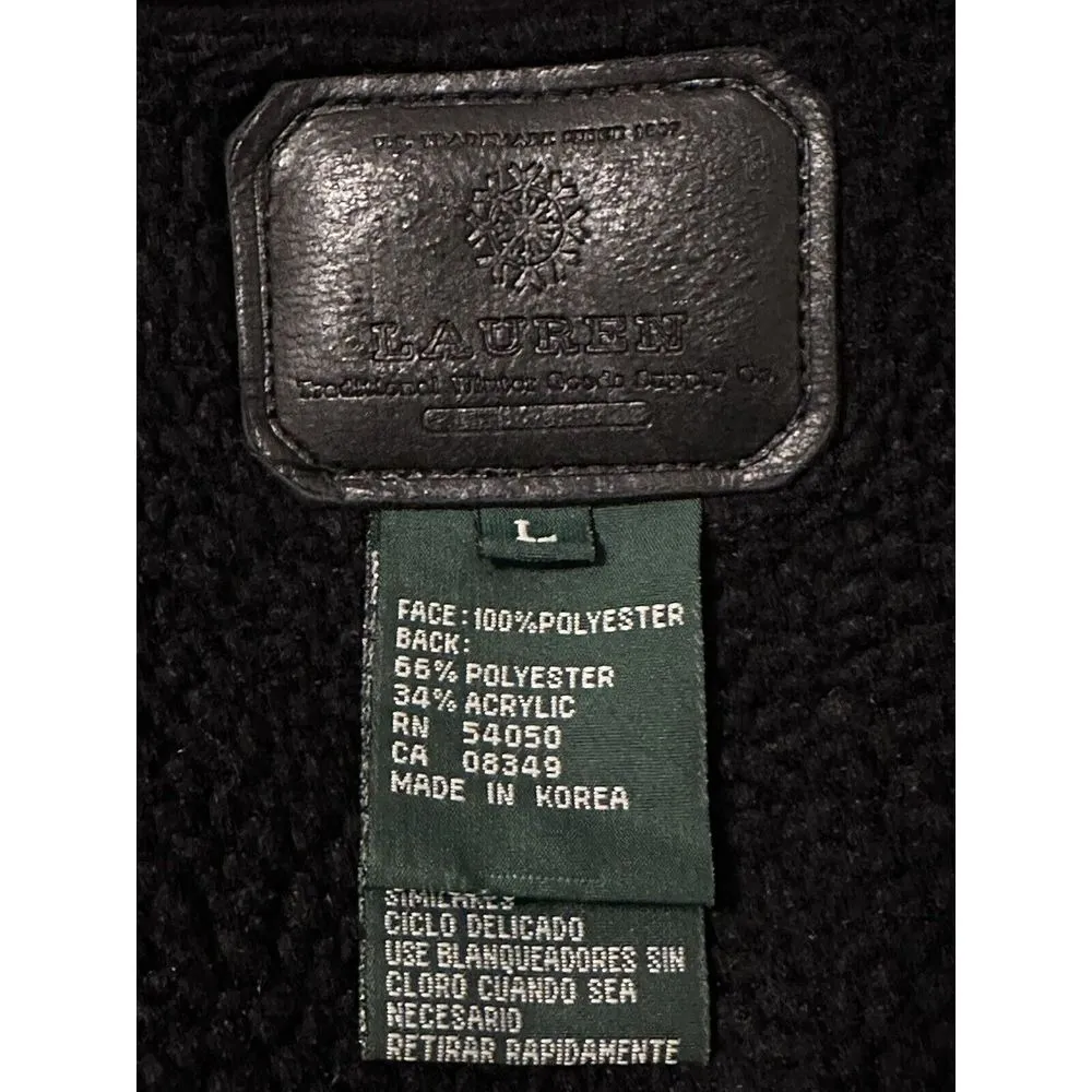 Lauren Ralph Lauren Faux‎ Suede Sherpa Lined Vest Full Zip Women's Small Black - Image 6