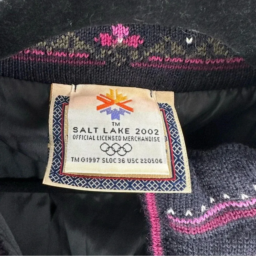 Vintage Dale of Norway Salt Lake City Olympics 2002 Full Zip Wool Sweater Medium Black - Image 8