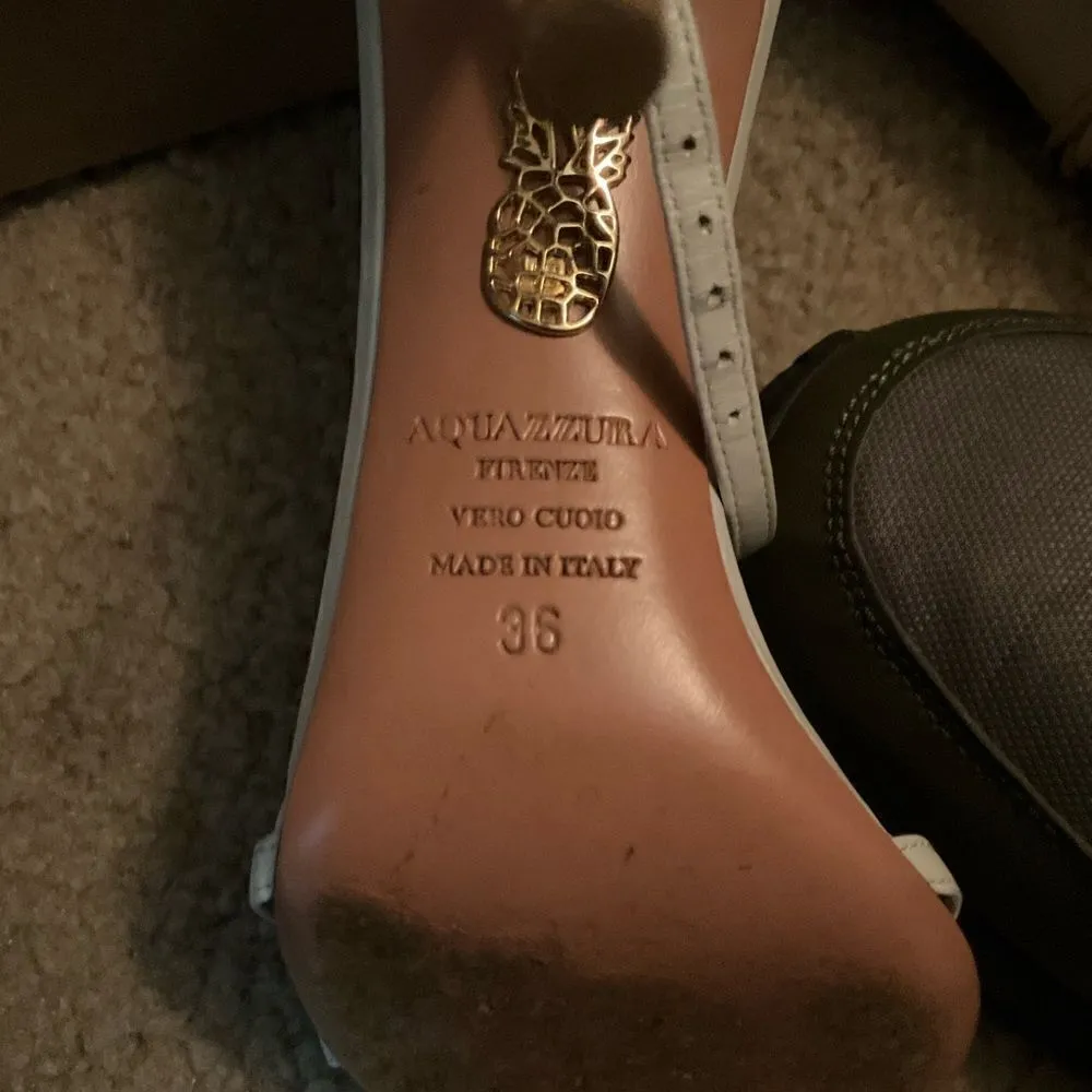 Aquazzura Pineapple Sandals Heels White Size 6 - Image 11