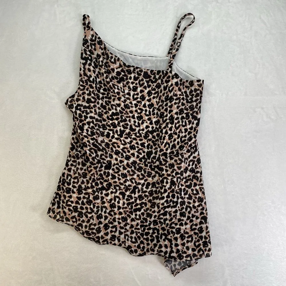 New Parker Sz M cheetah print asymmetric sleeveless peplum hem‎ top Panther $248 - Image 10
