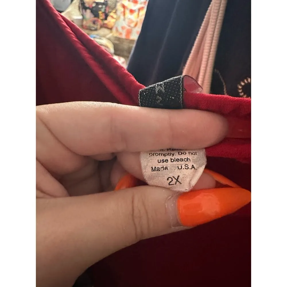 Vintage Y2K Midi Knee Length Wrap Skirt Red Size 2X - Image 4