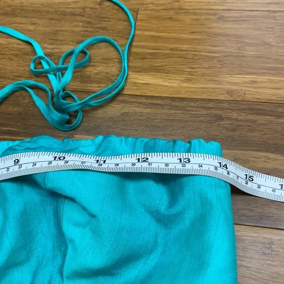 ViX‎ Paula Hermanny Mirella Halter Top Womens Size Small Turquoise Blue Smocked - Image 5