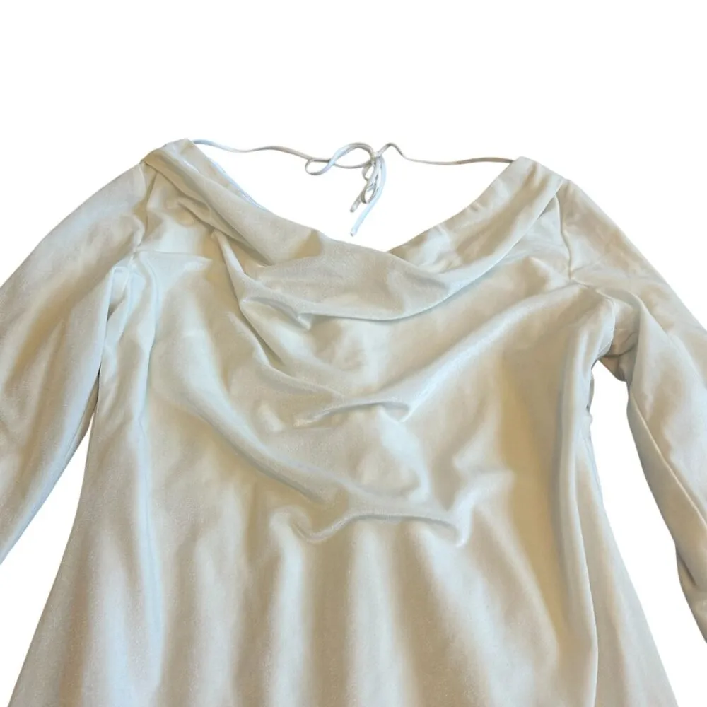 Lelasilk Long White Gown Dress Maxi Length Cowl Velvet Tie Back Size XL Women's - Image 2