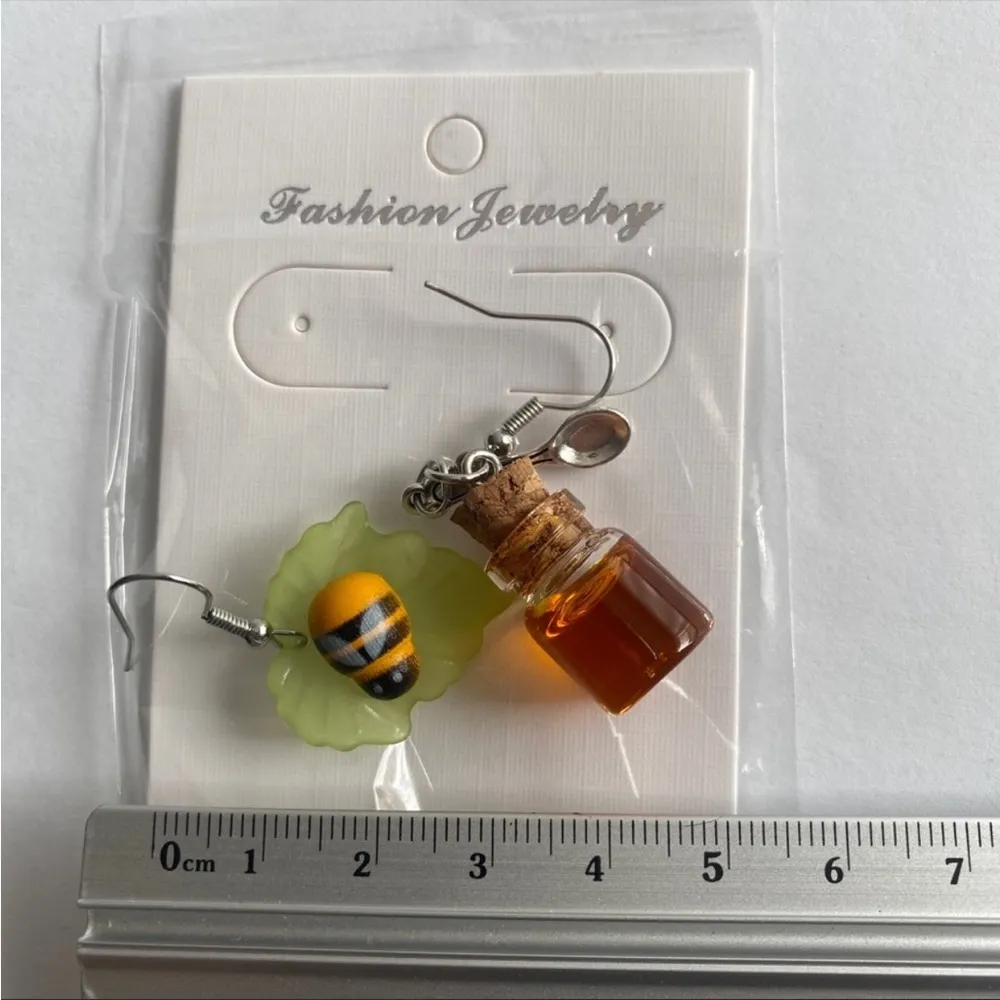 Bee & Honey‎ Jar beautiful Dangle Earrings faux fashion jewelry Gold - Image 7