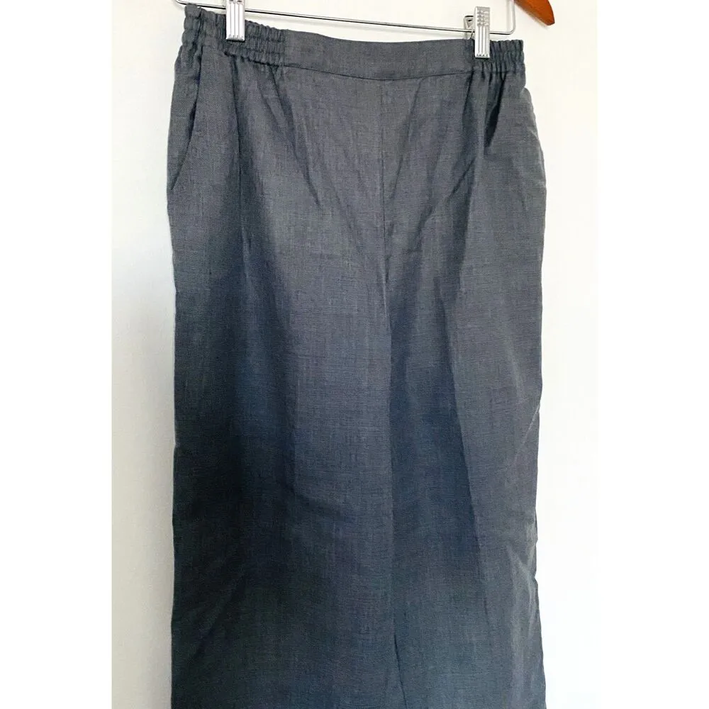 Vintage Appleseeds Gray Slacks Dress Wool Blend Pants Stretchy Waist Sz 14P - Image 3