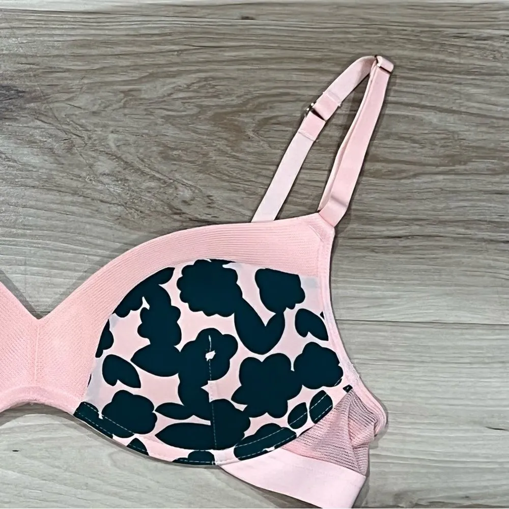 Lively No Wire Push Up Pink Green Retro Blooms Bra Women’s 36B Pink Size undefined - Image 3