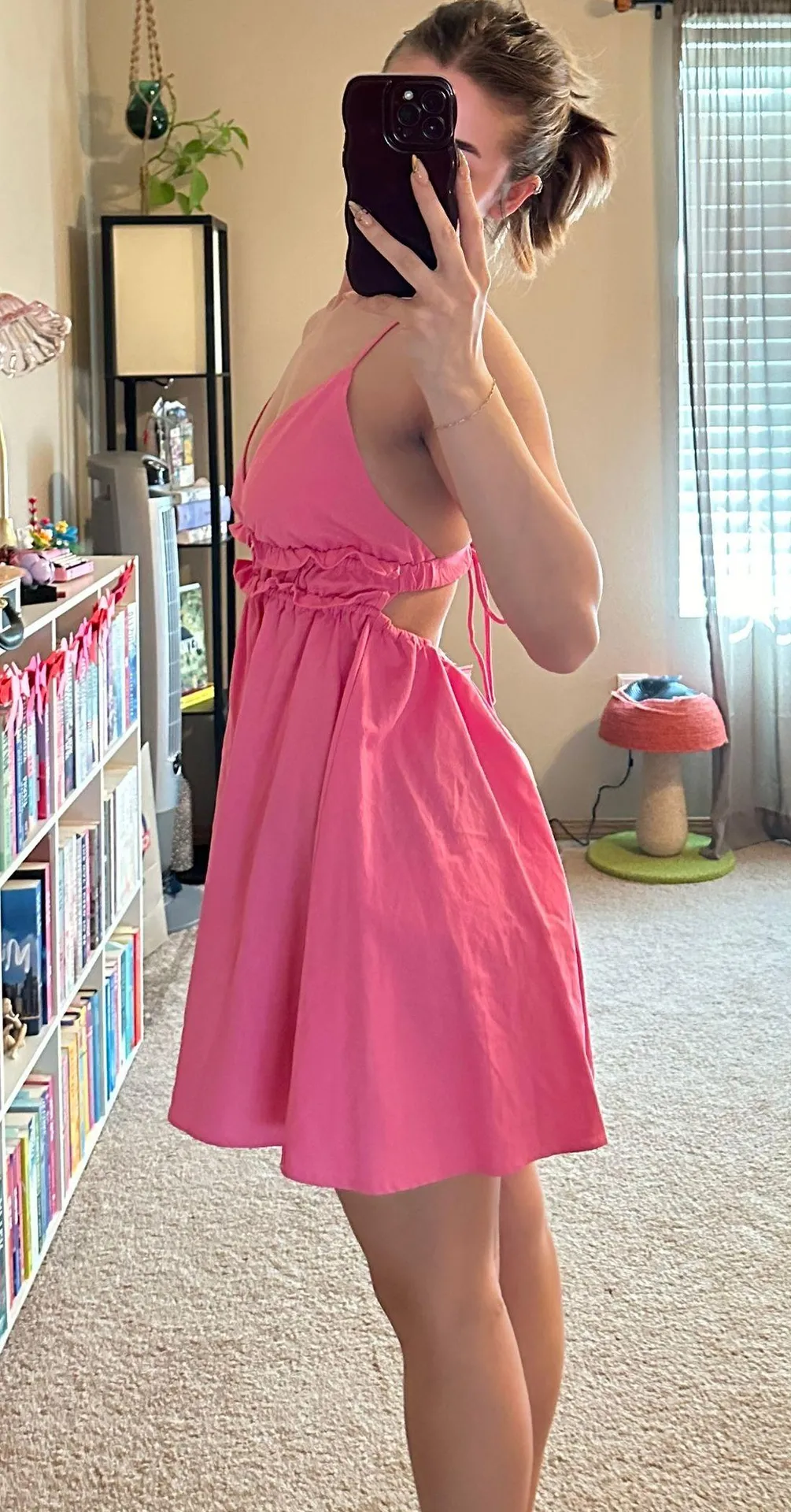Flowy Pink Summer Dress Size XS - Image 3
