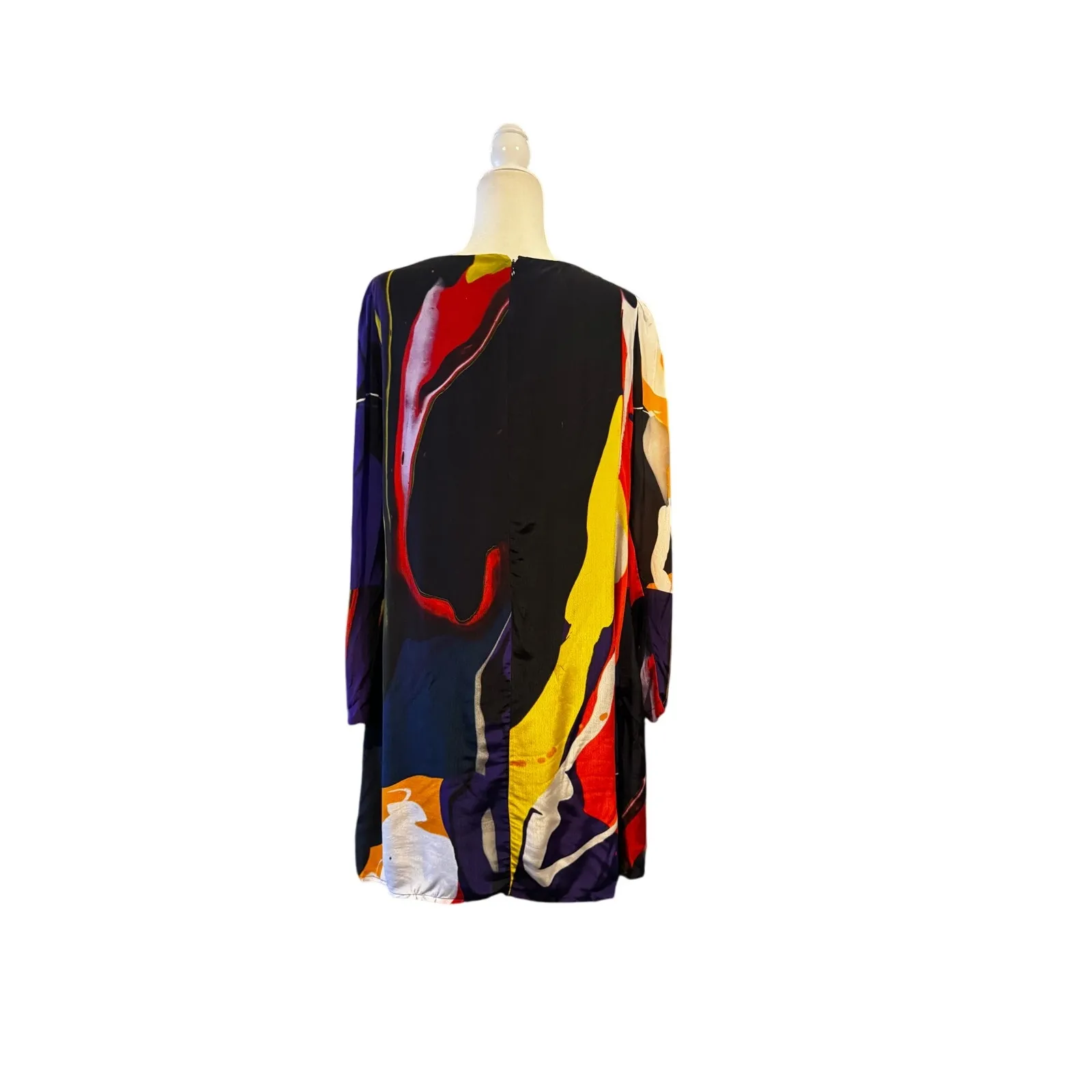 Tyler McGillivary Abstract Brushstroke Tunic Dress Bold Multicolor Viscose Sz M Size M - Image 4