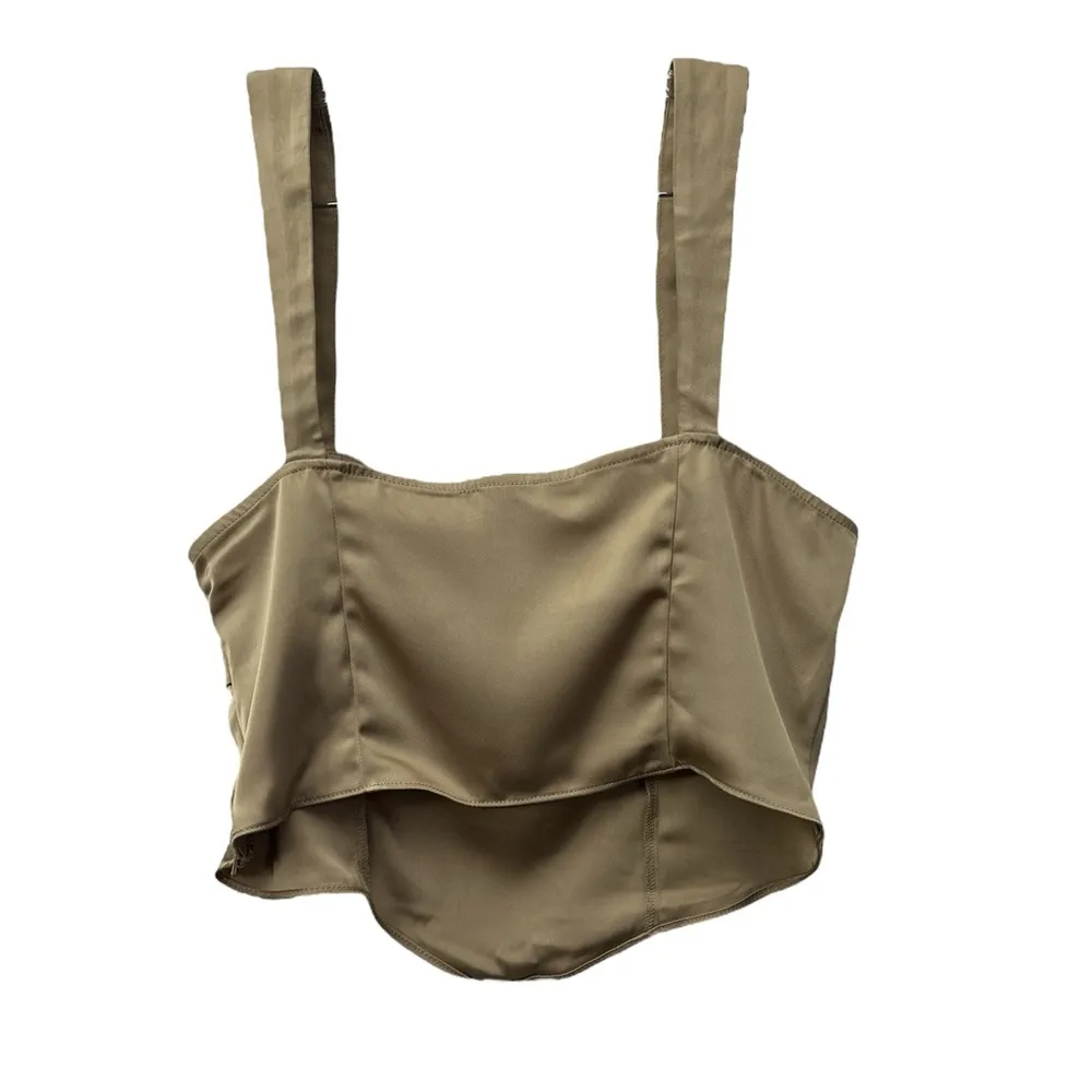 Topshop Satin Corset Cut Out Top Gold Size 12 NWOT - Image 3