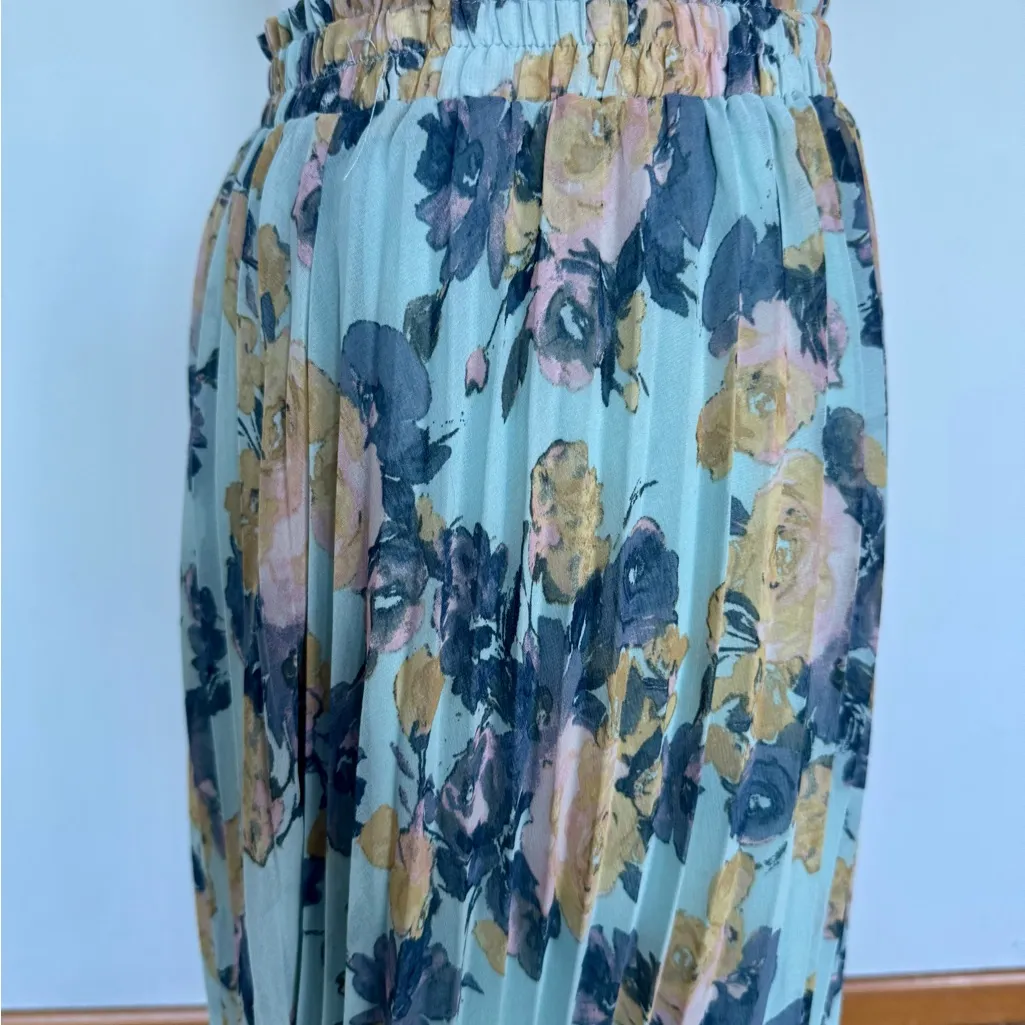 Disney x Cinderella Floral Gauze Pleated Midi Skirt | Lined | Like New | S - Image 4