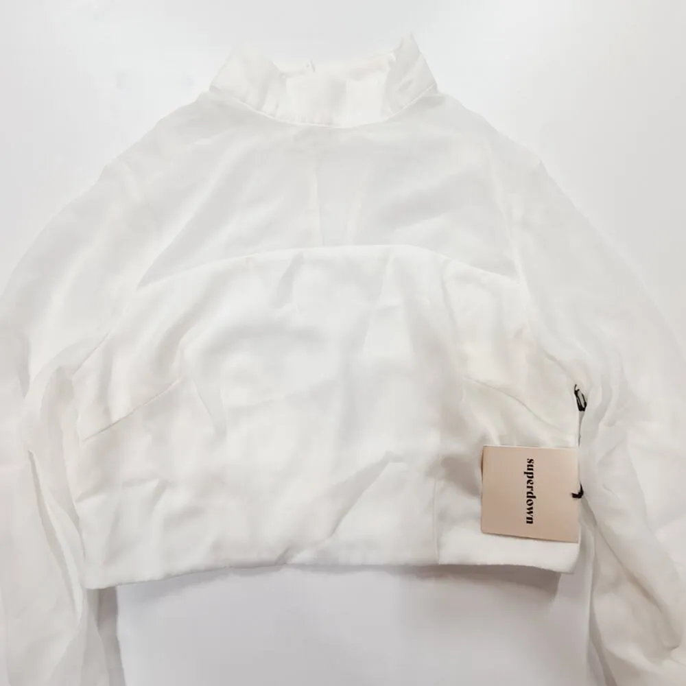 Superdown Kalene Puff Sleeve Top in White Small - Image 5