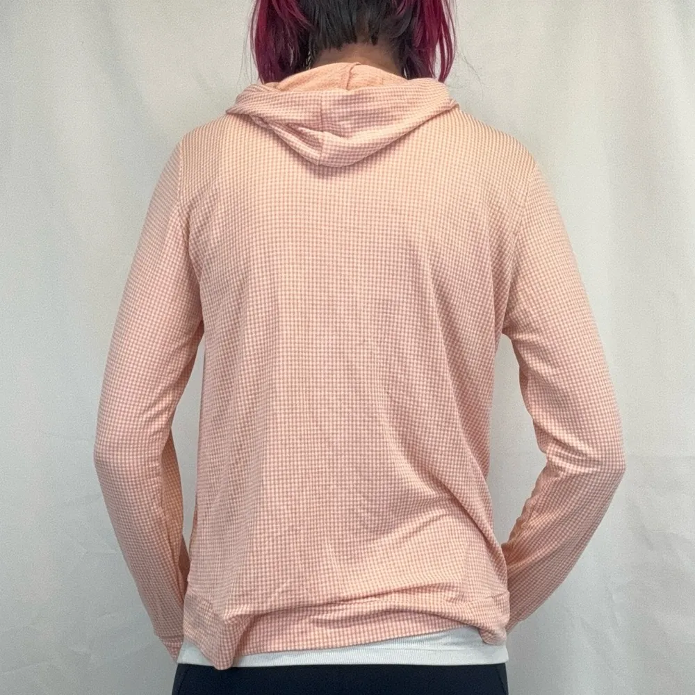 Weatherproof Vintage Womens Lightweight Hoodie Orange White Gingham M Med Medium - Image 2