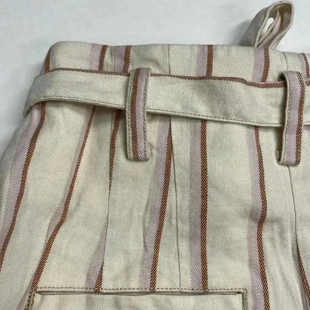 Anthropologie Paper bag High Waisted Tie Front Stripe Shorts Size 8 - Image 5