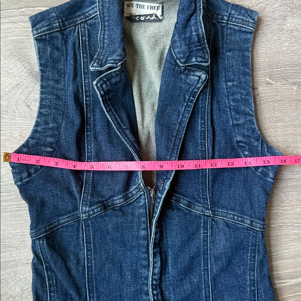 Free People CRVY Ring The Alarm Denim Jumpsuit.  XS - Image 5