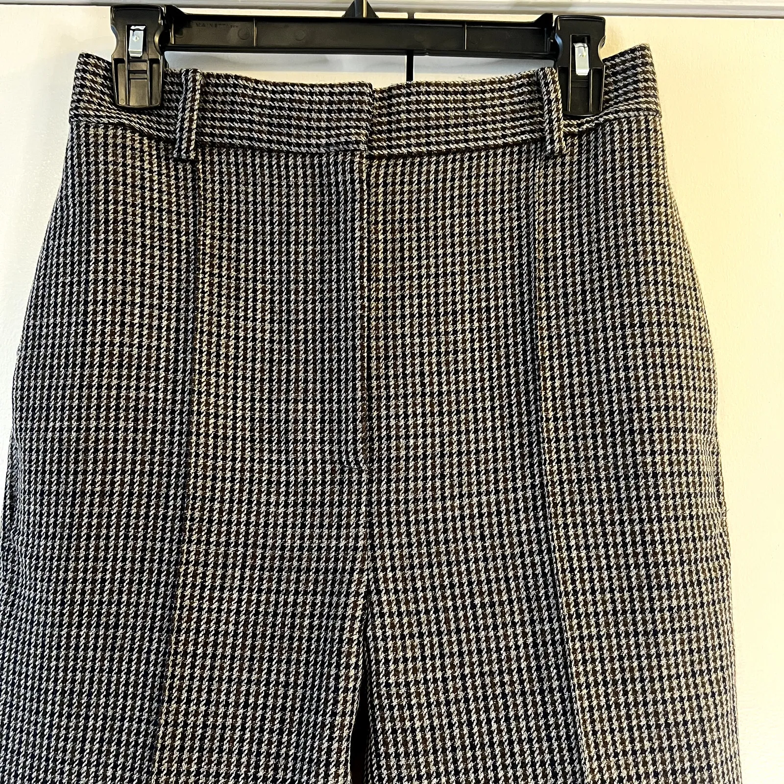Khaite Plaid Pull on Wool Ankle Pants size 4 gray brown black - Image 4