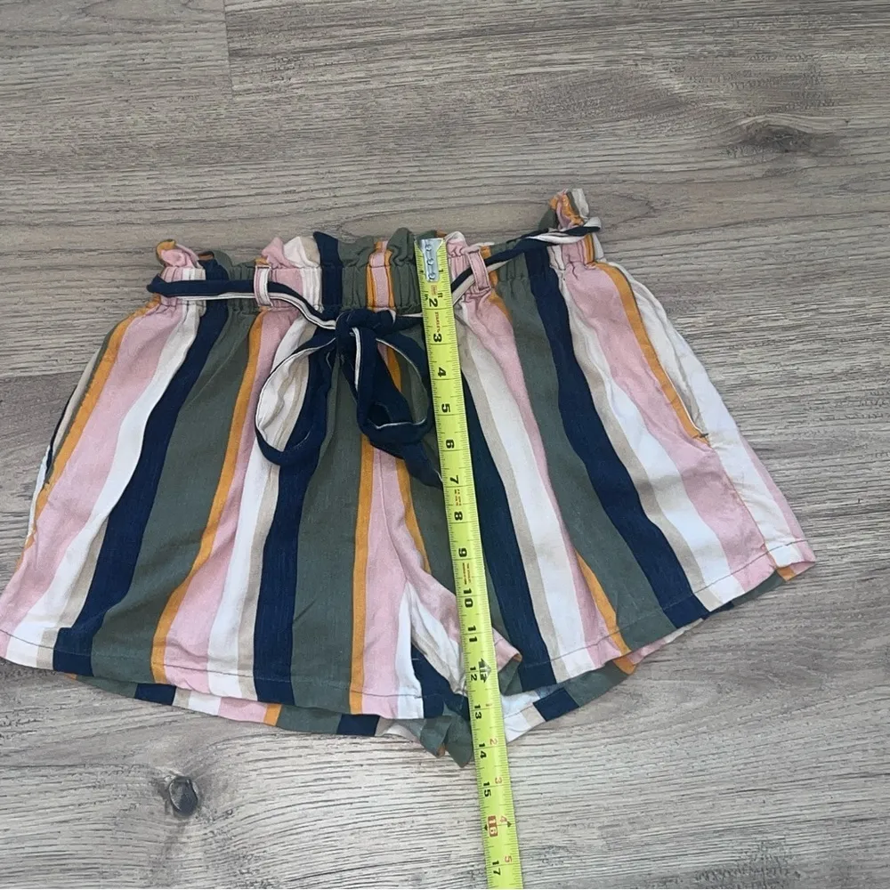 Y2K Striped Hollister High Rise Shorts with Elastic waist and belt tie Size S - Image 6