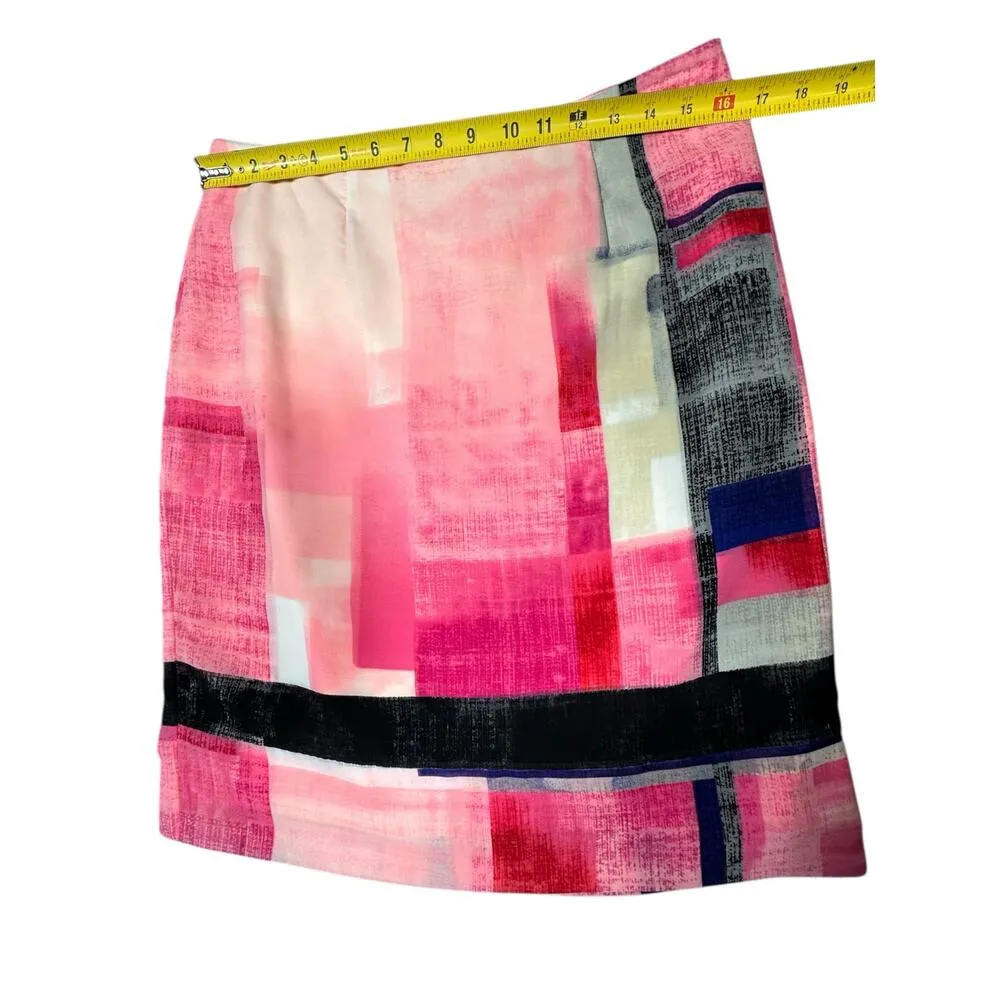 White House Black Market Watercolor Print Skirt Size 10 Abstract Colorblock Mini - Image 3