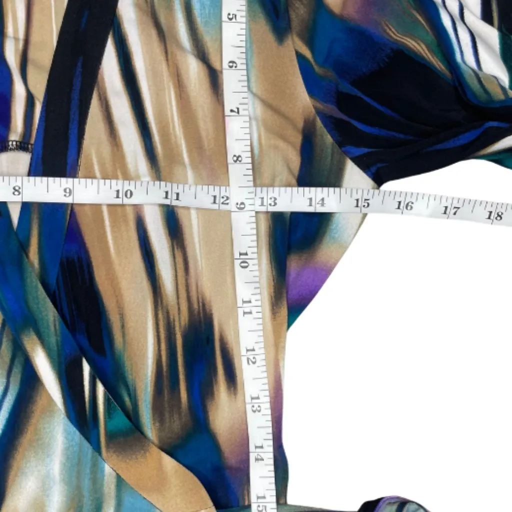 Women's Multi Colored Geometrical Faux-Wrap Dress Size 6/8 - Image 5