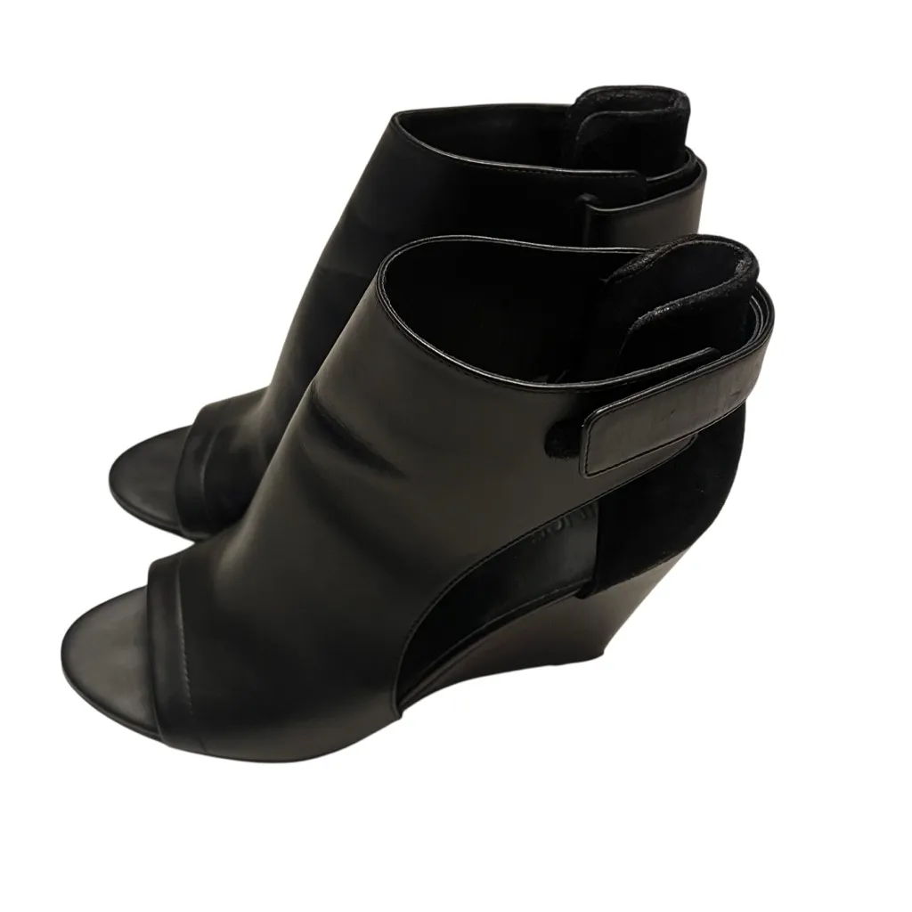 Vince Leather & Suede Cut-Out Katia Peep Toe Wedge Ankle Booties - Image 2