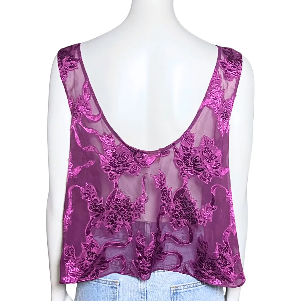 Vintage Victoria’s Secret Gold Label Sheer Purple Tank Top. Small. Fairy Brocade - Image 3