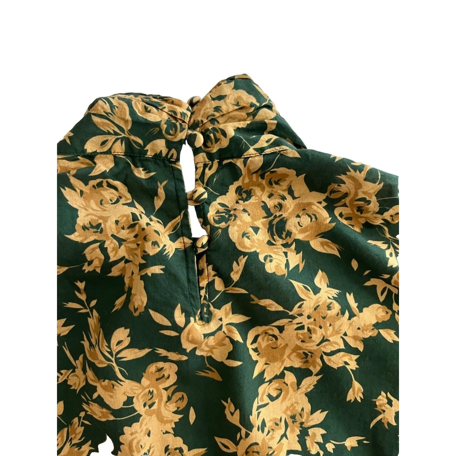 Millie Charlotte Floral Jacquard Top Emerald Bouquet Womens Size M Cotton Green Size M - Image 8