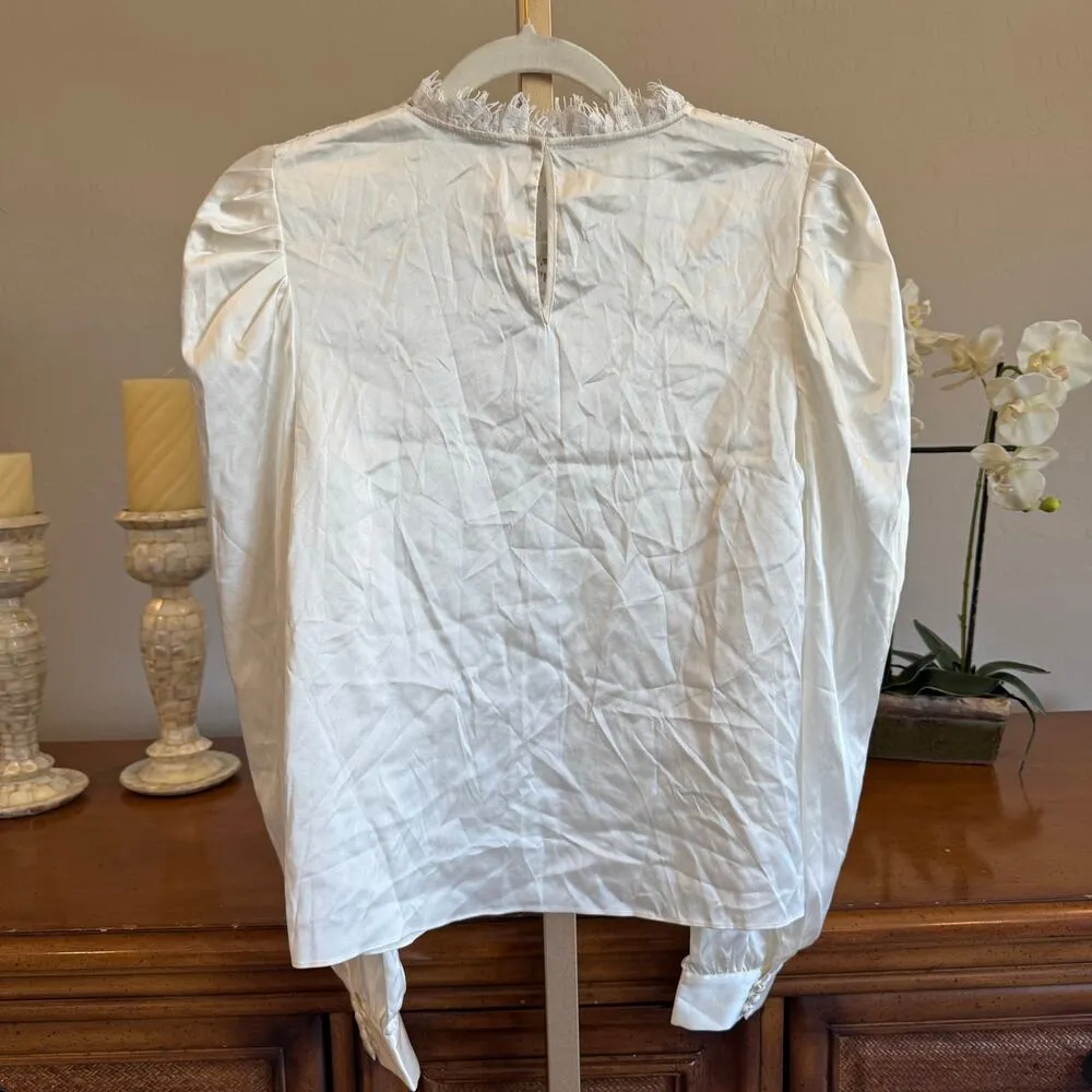 Generation Love Libby Lace Combo Blouse NWOT White Approx. Size S MSRP $285 - Image 5