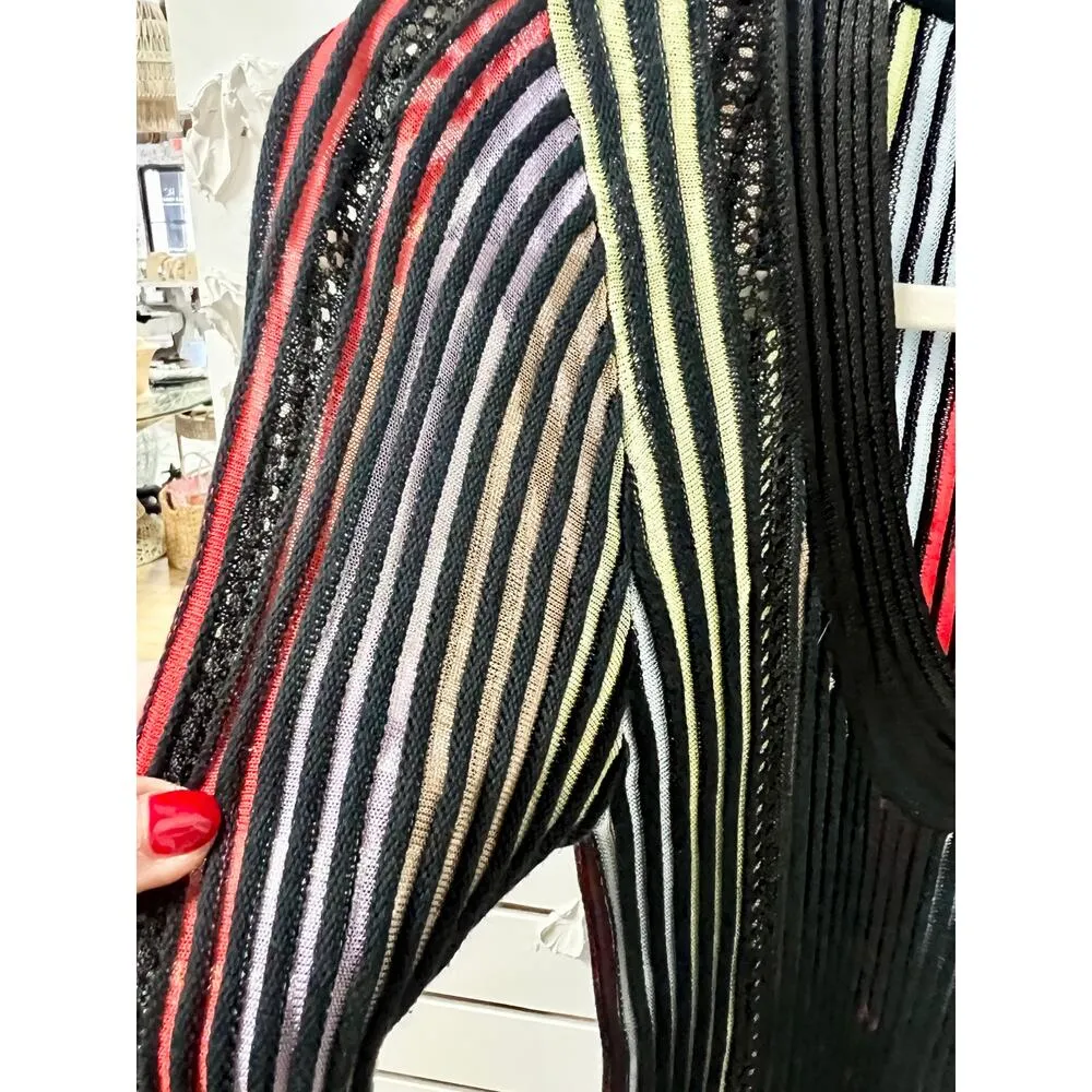 Just Cavalli Long Sleeve Pleated Ribbed Cotton-blend Midi Dress Multicolor XS - Image 8