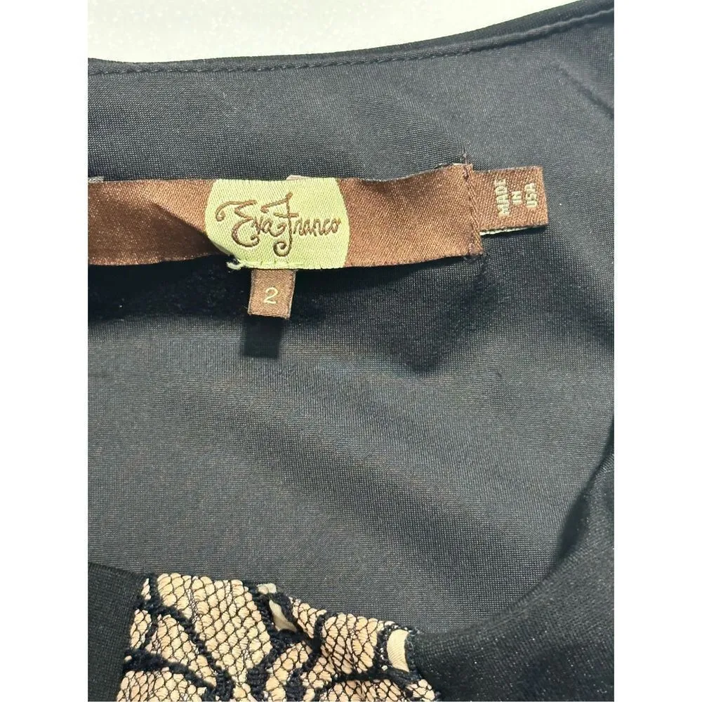 Anthropologie Eva Franco Laced‎ Strata Fit and Flare Pleated Dress Black Cream 2 - Image 4