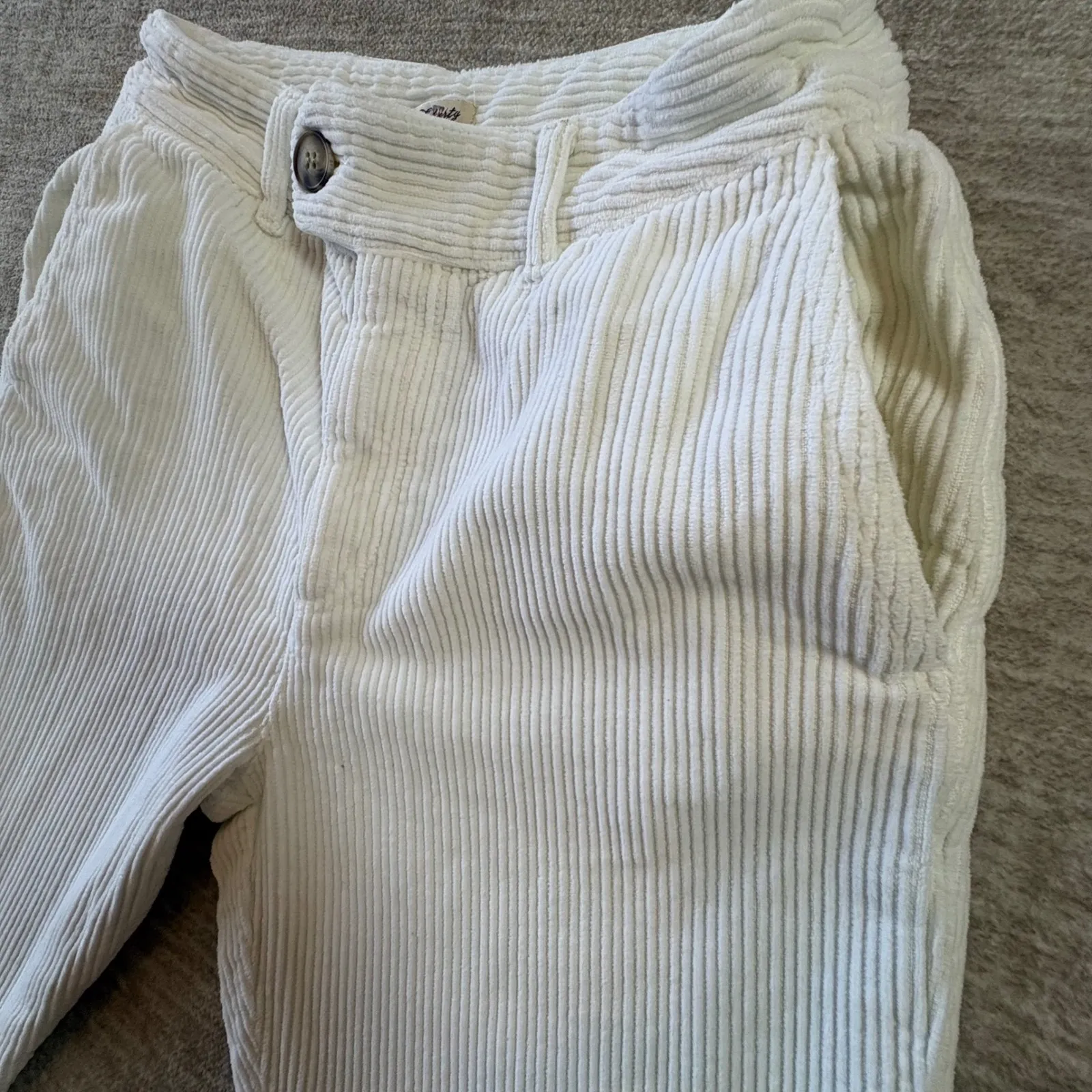 Faherty Women 8-Wale Corduroy Pants Size‎ S White Cream Cropped 27" Inseam - Image 2