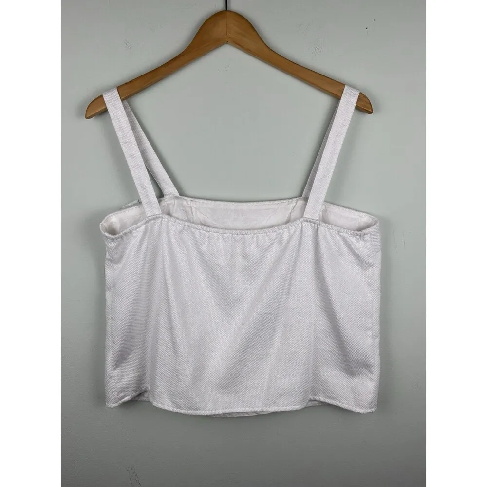 VTG Kasper Cottage Coastal White Tank Top Womens VTG 14/Modern 10 Foldover Lined - Image 3