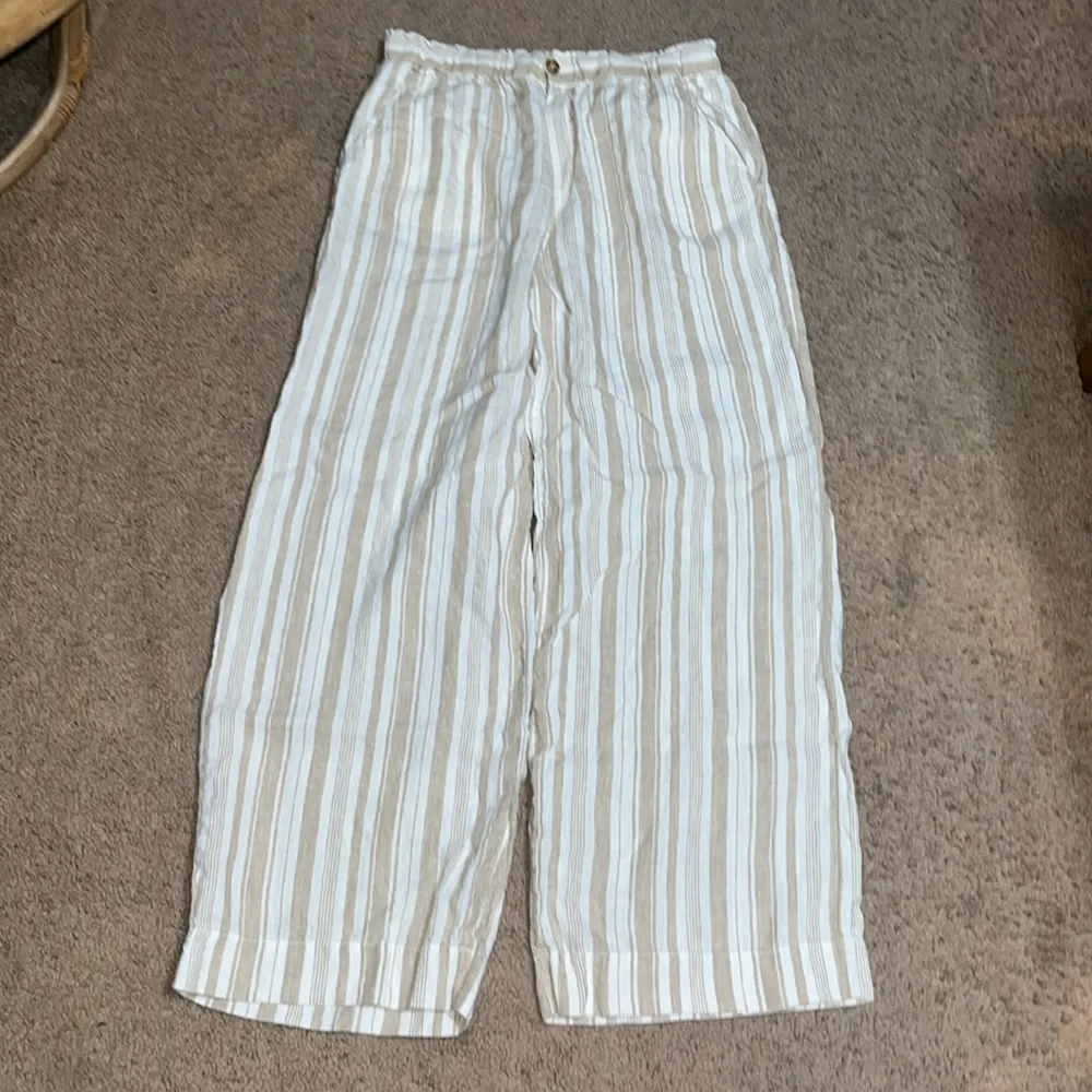 Faherty Monterey Linen Pant Striped Natural Bombay Stone Medium‎ - Image 3