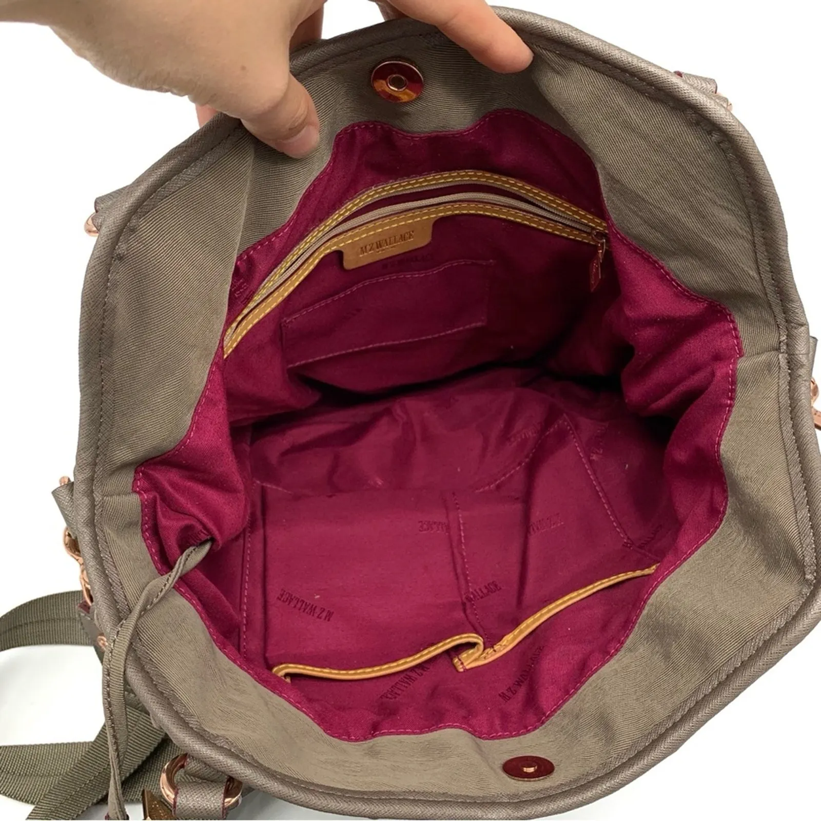 MZ WALLACE Bianca Bedford Tote Bag Medium Grey - Image 6