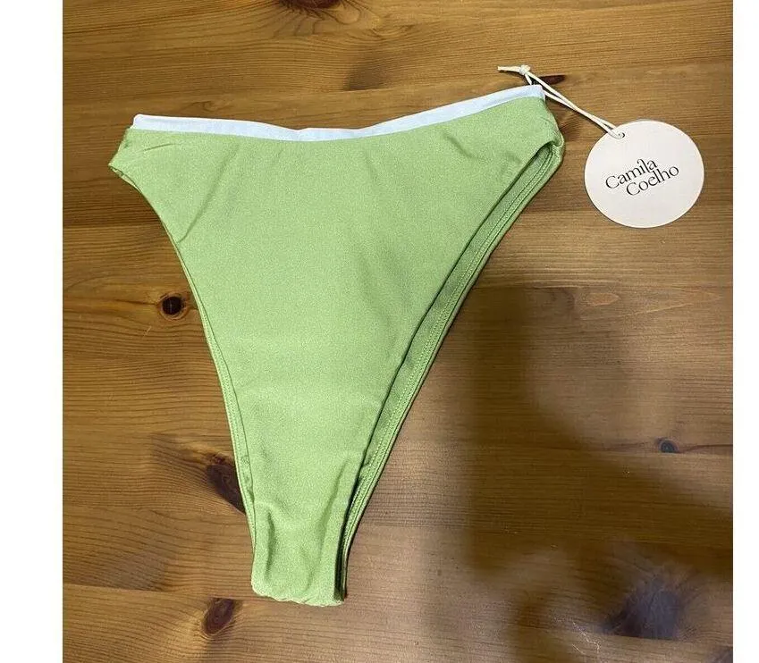 NWT Talita High Waist Bottom Celery Green & White Camila Coelho $78 XS Revolve - Image 4