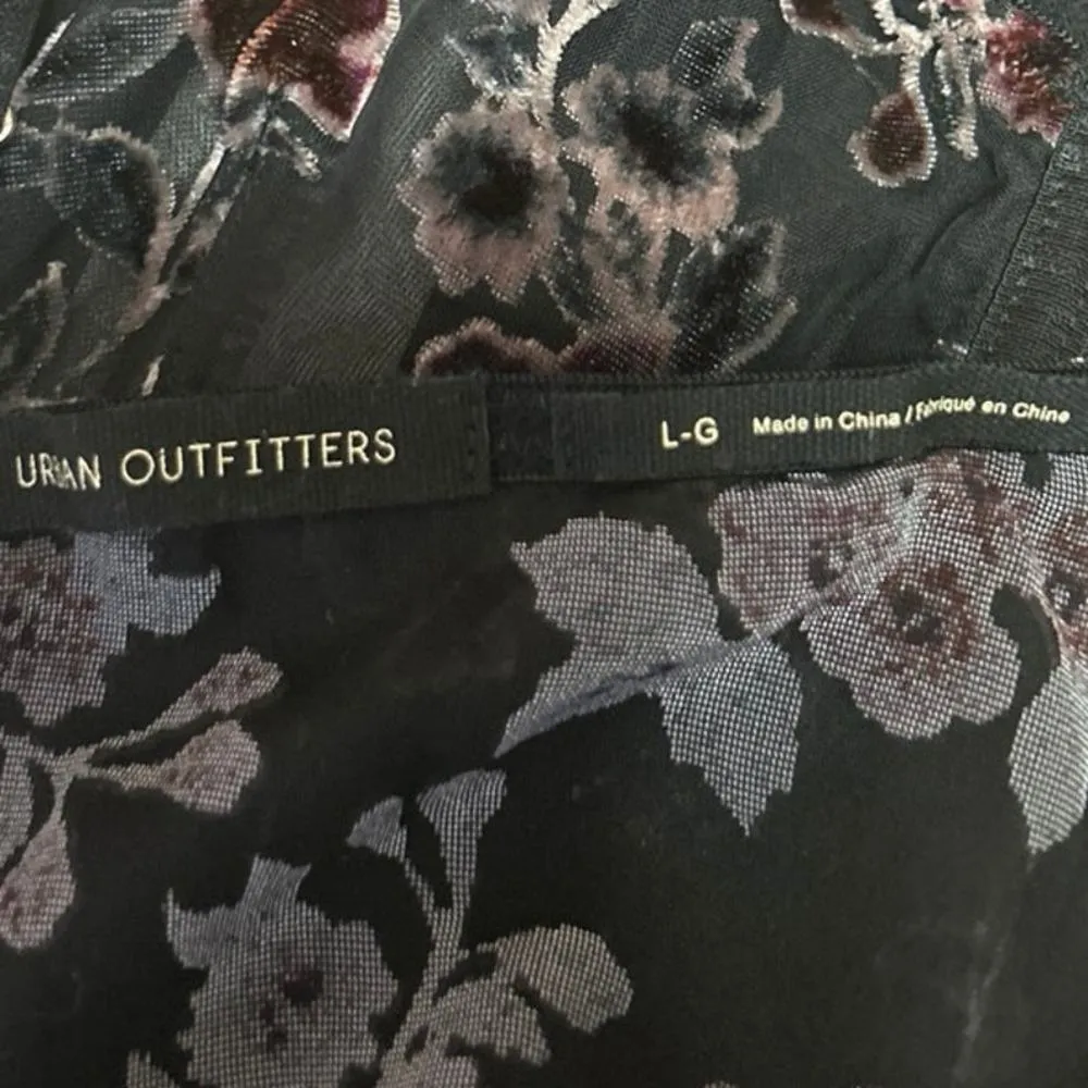 NEW Urban Outfitters Bella Floral Lace Velvet Sleeveless Crop Corset Tank Top L - Image 6