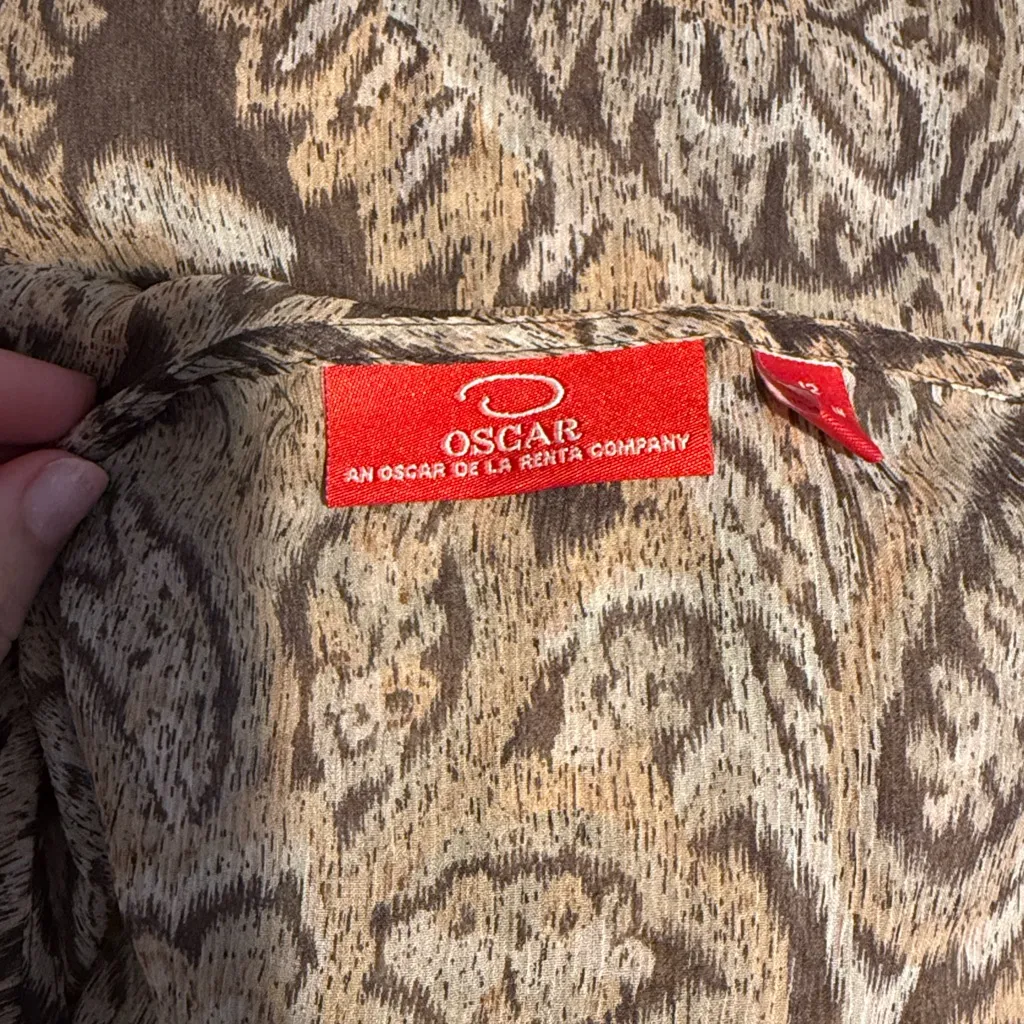 Vintage Oscar de la Renta Brown Floral Blouse . Size 12 - Image 6