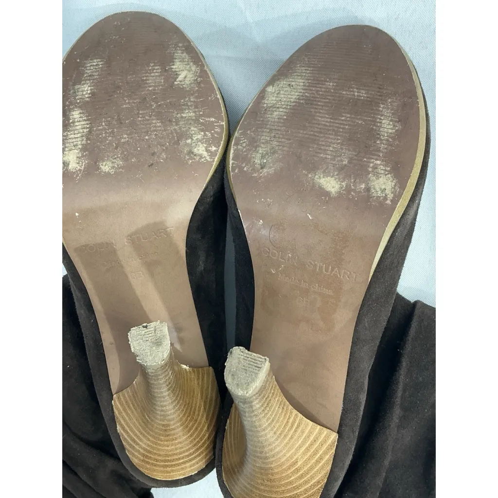 Colin Stuart Womans  Knee Length Stiletto Boots 6 Brown Pull On Rushed - Image 9