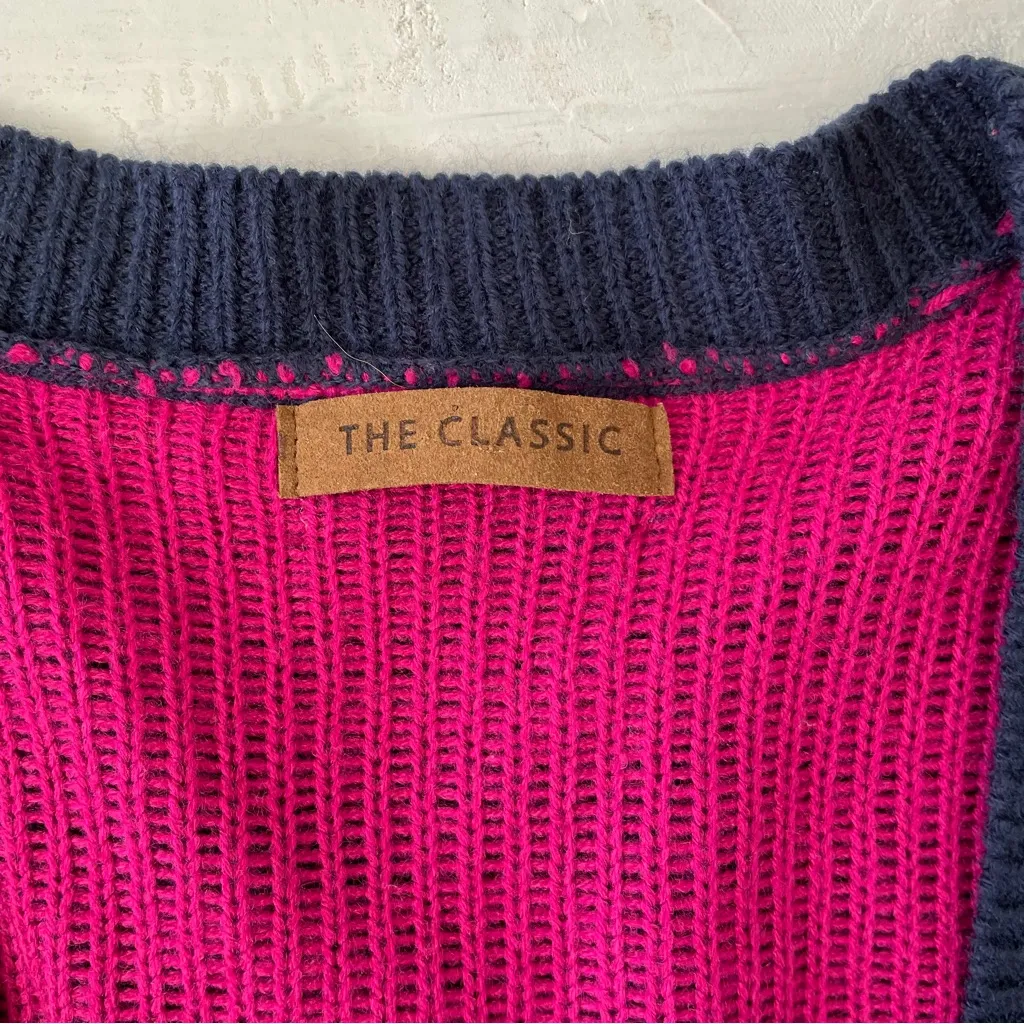 Valentine Hearts Love Sweetheart Cardigan Sweater The Classic Navy Pink Size L Blue Size L - Image 5