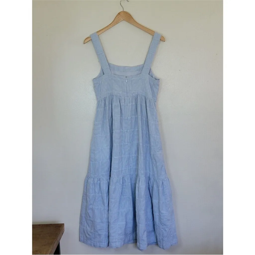 MADEWELL Cicely Tiered Midi Dress in Patchwork Blue Sleeveless Womens Size 6 - Image 5